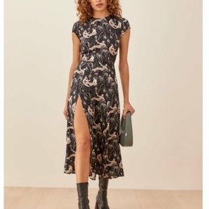 REFORMATION Gavin Midi Dress in Champagne Sz 12